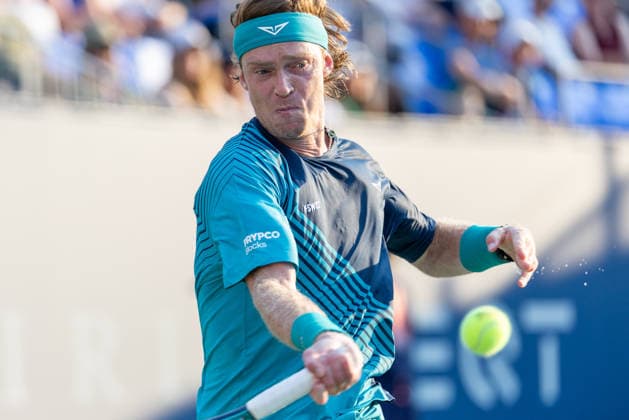 August 4, 2026, Montreal, Quebec, Canada: ANDREY RUBLEV (10) forehand in match against Juncheng Shang from China in second round at Canadian Open at IGA stadium in Montreal, Quebec, Canada on 2026-08-04 Montreal Canada - ZUMAl189 20260804_zsp_l189_112 Copyright: xYannickxLegarex