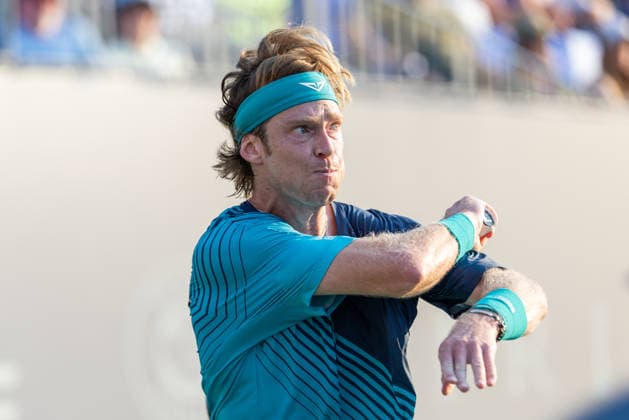 August 4, 2026, Montreal, Quebec, Canada: ANDREY RUBLEV (10) forehand in match against Juncheng Shang from China in second round at Canadian Open at IGA stadium in Montreal, Quebec, Canada on 2026-08-04 Montreal Canada - ZUMAl189 20260804_zsp_l189_115 Copyright: xYannickxLegarex