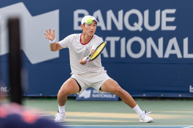 August 4, 2026, Montreal, Quebec, Canada: JUNCHENG SHANG from China forehand in match against Andrey Rublev (10) in second round at Canadian Open at IGA stadium in Montreal, Quebec, Canada on 2026-08-04 Montreal Canada - ZUMAl189 20260804_zsp_l189_139 Copyright: xYannickxLegarex