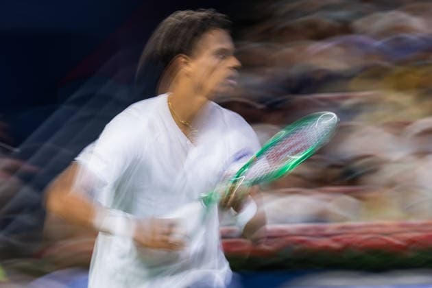 MONTREAL, QC - AUGUST 04: Gabriel Diallo from Canada returns the ball againstLuciano Darderi from Italia during their singles second round match on day three of the ATP, Tennis Herren 1000 National Bank Open presented by Rogers at Stade IGA on August 4, 2026 in Montreal, Quebec, Canada. (Photo by Vincent Ethier Icon Sportswire) TENNIS: AUG 04 National Bank Open EDITORIAL USE ONLY Icon270804095