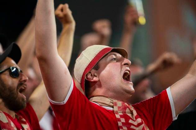 August 4, 2026, Seogwipo, Jeju, South Korea: FC Bayern Munich fans chant in an exhibition match between BundesligaÃ¢â‚¬â ¢s FC Bayern Munich and K League 1Ã¢â‚¬â ¢s Jeju SK FC, during the Audi Football Summit 2026 on Tuesday, Aug. 4, 2026 at the Jeju World Cup Stadium in Seogwipo, South Korea. FC Bayern Munich 2:1 Jeju SK FC Exhibition  - ZUMAh163 20260804_znp_h163_042 Copyright: xJintakxHanx