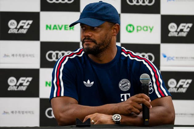 August 4, 2026, Seogwipo, Jeju, South Korea: FC Bayern Munich head coach VINCENT KOMPANY answers questions from reporters after an exhibition match between BundesligaÃ¢â‚¬â ¢s FC Bayern Munich and K League 1Ã¢â‚¬â ¢s Jeju SK FC, during the Audi Football Summit 2026 on Tuesday, Aug. 4, 2026 at the Jeju World Cup Stadium in Seogwipo, South Korea. Seogwipo South Korea - ZUMAh163 20260804_znp_h163_066 Copyright: xJintakxHanx