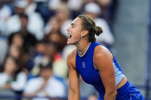 WTA, Tennis Damen Masters 1000 National Bank Open Toronto 2026 - Round of 64 - Day 4 Aryna Sabalenka of Belarus reacts during the Women™s Singles round of 64 match against Moyuka Uchijima of Japan on day 4 of the WTA Masters 1000 National Bank Open at Sobeys Stadium on August 4, 2026, in Toronto, Canada. (Photo by Leonardo Ramirez Eyepix Group) Copyright: xLeonardoxRamirezx xEyepixxGroupx LR_04082026_08273