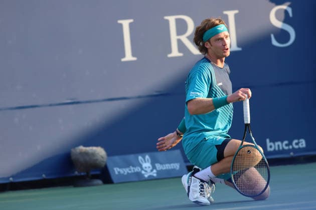 ATP, Tennis Herren Masters 1000 National Bank Open Montreal 2026 - Round of 64 - Day 4 Andrey Rublev of Russia reacts during the Men™s Singles round of 64 match against Shang Juncheng of China on day 4 of the ATP Masters1000 National Bank Open at IGA Stadium. on August 4, 2026, in Montreal, Canada. (Photo by Horacio Zamora Eyepix Group) Copyright: xHoracioxZamorax xEyepixxGroupx HZ_04082026_193866