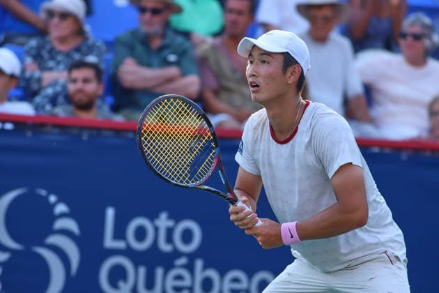 ATP, Tennis Herren Masters 1000 National Bank Open Montreal 2026 - Round of 64 - Day 4 Shang Juncheng of China concentrates during the Men™s Singles round of 64 match against Andrey Rublev of Russia on day 4 of the ATP Masters1000 National Bank Open at IGA Stadium. on August 4, 2026, in Montreal, Canada. (Photo by Horacio Zamora Eyepix Group) Copyright: xHoracioxZamorax xEyepixxGroupx HZ_04082026_193881
