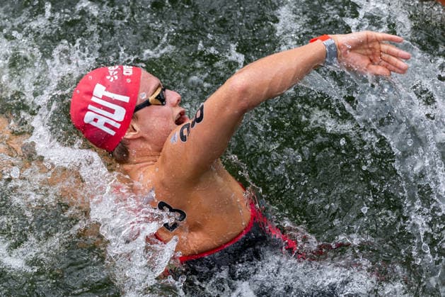 SWIMMING - EAC 2026 PARIS,FRANCE,05.AUG.26 - SWIMMING - European Aquatics Championships Paris 2026, open water, 5km, men. Image shows Luca Karl (AUT).  GEPAxpictures xPhilippxBrem