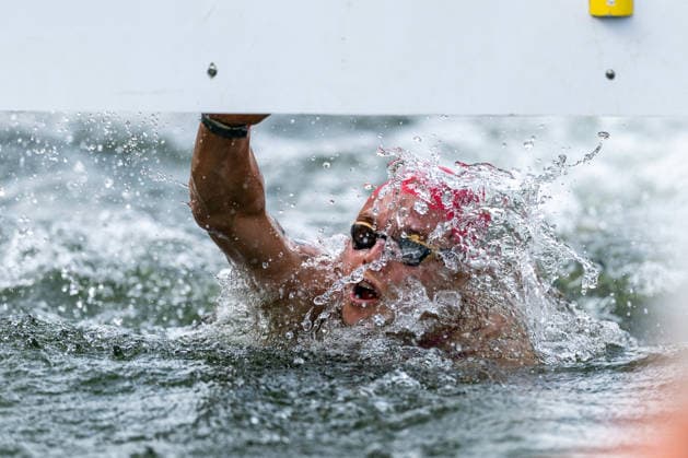 SWIMMING - EAC 2026 PARIS,FRANCE,05.AUG.26 - SWIMMING - European Aquatics Championships Paris 2026, open water, 5km, men. Image shows Luca Karl (AUT).  GEPAxpictures xPhilippxBrem