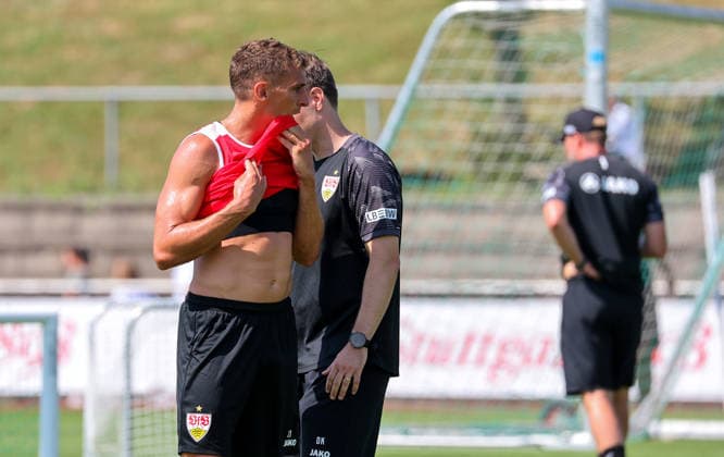 05.08.2026, Deutschland, Grassau, Fußball Bundesliga, Saison 2026 2027, Trainingslager VfB Stuttgart, Grischa Prömel *** August 5, 2026, Germany, Grassau, Bundesliga, 2026–2027 season, VfB Stuttgart training camp, Grischa Prömel