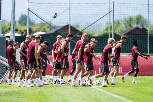 SOCCER - UEFA EL, RBS vs Pafos SALZBURG,AUSTRIA,05.AUG.26 - SOCCER - UEFA Europa League, qualification, Red Bull Salzburg vs Pafos FC, preview, training RBS. Image shows the team of Salzburg.  GEPAxpictures xJulioxArellano