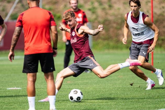 SOCCER - UEFA EL, RBS vs Pafos SALZBURG,AUSTRIA,05.AUG.26 - SOCCER - UEFA Europa League, qualification, Red Bull Salzburg vs Pafos FC, preview, training RBS. Image shows Tim Drexler (RBS).  GEPAxpictures xJulioxArellano