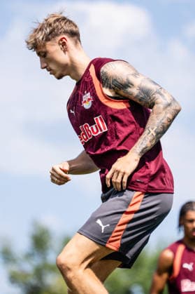SOCCER - UEFA EL, RBS vs Pafos SALZBURG,AUSTRIA,05.AUG.26 - SOCCER - UEFA Europa League, qualification, Red Bull Salzburg vs Pafos FC, preview, training RBS. Image shows Tim Drexler (RBS).  GEPAxpictures xJulioxArellano