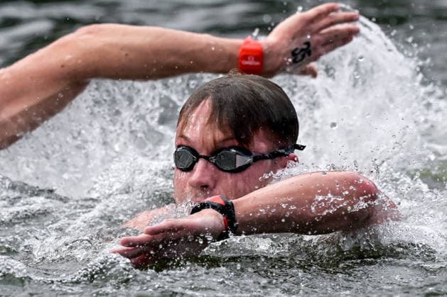 Marcello Guidi of Italy competes in the open water swimming 5km Men Final during the European Aquatics Championships at the River Seine in Paris (France), August 5, 2026. Giorgio Scala DBM - Deepbluemedia Insidefoto