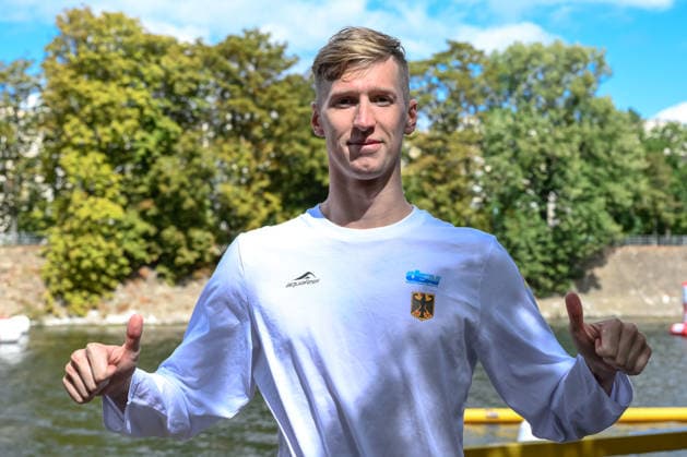 Swimming, European Championships in Paris, open water, men, 5 km, winner Florian Wellbrock