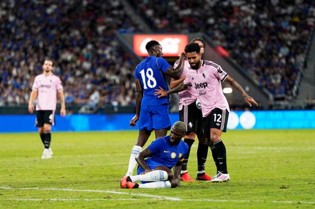 HONGKONG-SOCCER FOOTBALL-FEST MoisÃ s Caicedo, Danny Welbeckof Chelsea Football Club and Douglas Luiz Soares of Juventus during a match of Chelsea Football Club and Juventus at Kai Tan Stadium during the Hong Kong Football Festival 2026 in Hong Kong, August 5, 2026. NEXPHER Vernon Yuen HONG KONG