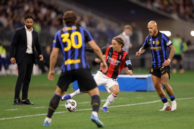SOCCER AC MILAN INTER, Luka Modric of AC Milan in action during the AC Milan vs Inter Milan soccer exhibition match at Optus Stadium in Perth, Wednesday, August 5, 2026. ( NO ARCHIVING PERTH WESTERN AUSTRALIA AUSTRALIA  Copyright: xRICHARDxWAINWRIGHTx 20260805175192277448