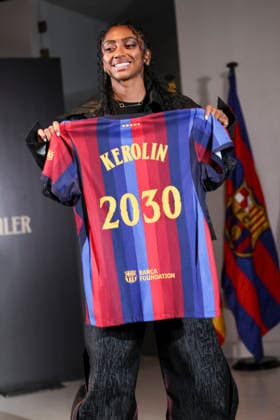 August 5, 2026, Barcelona, Barcelona, SPAIN: Kerolin Nicoli attends his presentation as new player of FC Barcelona, Barca at Commercial Office on August 05, 2026 in Barcelona, Spain. Barcelona SPAIN - ZUMAa181 20260805_zaa_a181_001 Copyright: xJavierxBorregox