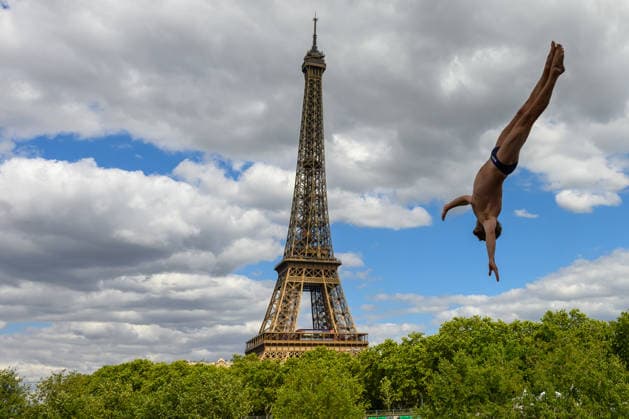 Swimming, European Championships in Paris, cliff diving, training