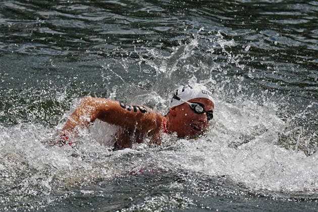 Open Water, Women s 5km, Ginevra TADDEUCCI from Italy, gold medal at the European Aquatics Championships Paris 2026, Paris, August 05, 2026 .  Copyright: xGianxMattiaxD Alberto LaPressex