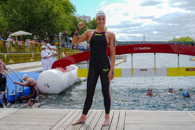 Open Water, Women s 5km, Ginevra TADDEUCCI from Italy, gold medal at the European Aquatics Championships Paris 2026, Paris, August 05, 2026 .  Copyright: xGianxMattiaxD Alberto LaPressex