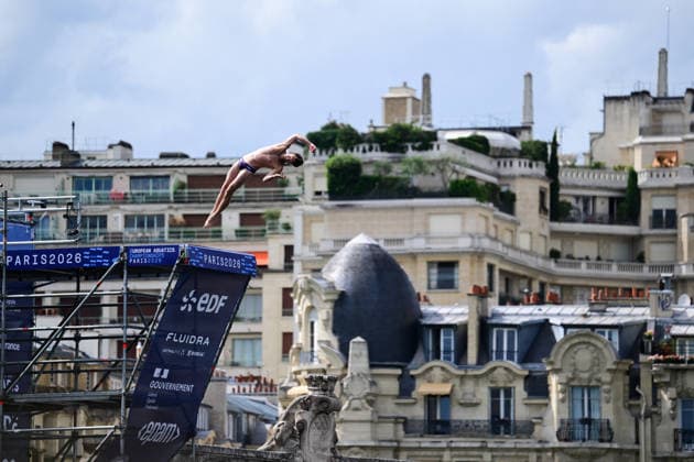 European Aquatics Championship 2026 - High Diving High Diving training at the European Swimming Championships 2026 in Paris on August 5, 2026. Photo by Tomas Stevens ABACAPRESS.COM Paris France  Copyright: xStevensxTomas ABACAx