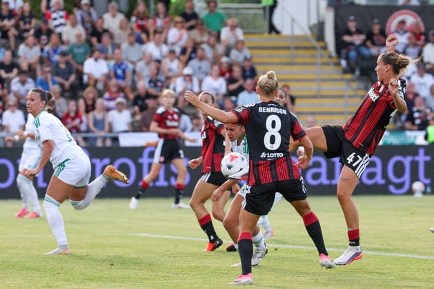 Frankfurt am Main, Germany - August 2026: Larrissa Muehlhaus (Eintracht Frankfurt) make the goal to 2:0 during the second Qualifying Round Match Eintracht Frankfurt and Omonia Nicosia - Semi-finals of the UEFA Womens LP Mini Tournament at Stadium am Bretanobad in Frankfurt am Main, Germany *** Frankfurt am Main, Germany, August 2026. Larrissa Muehlhaus scores to make it 2–0 for Eintracht Frankfurt during the second qualifying round match between Eintracht Frankfurt and Omonia Nicosia in the semifinals of the UEFA Women s LP Mini Tournament at Stadium am Bretanobad in Frankfurt am Main, Germany Copyright: HMBxMedia JoaquimxFerreira