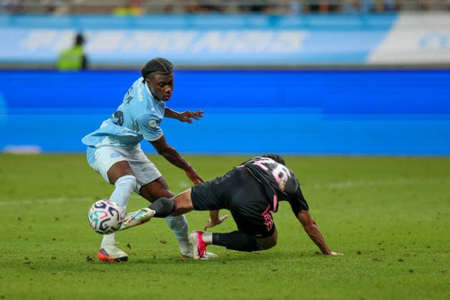 Manchester City FC face K League All-Stars in pre-season friendly in South Korea Jeremy Monga (L) of Manchester City FC in action against Ahn Tae Hyun (R) of Team K League during a pre-season friendly soccer match between Manchester City FC and Team K League at Seoul World Cup Stadium in Seoul, South Korea, on August 05, 2026. Seoul South Korea  Copyright: xMatrixxImages JungxUi-Chelx