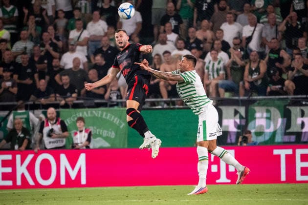 Erik Prekop and Mariano Gomez seen during UEFA Europa League qualifying game between teams of Ferencvaros and Gornik Zabrze (Matej Sagan Ball Raw Images) Budapest Groupama Arena Slovakia Copyright: xMatejxSaganx DSC01710