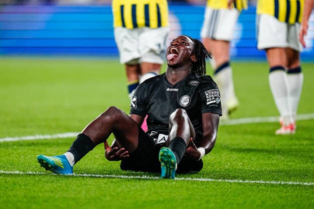 Fenerbahce SK v Sturm Graz - UEFA Champions League 2026 27 Third Qualifying Round First Leg Seedy Jatta of Sturm Graz reacts during the UEFA Champions League 2026 27 third qualifying round first leg match between Fenerbahce SK and Sturm Graz at Fenerbahce Sükrü Saracoglu Spor Kompleksi on August 05, 2026 in Istanbul, Turkey. Istanbul Fenerbahce Sükrü Saracoglu Spor Kompleksi Istanbul Turkey Copyright: xxYagizxGurtugx