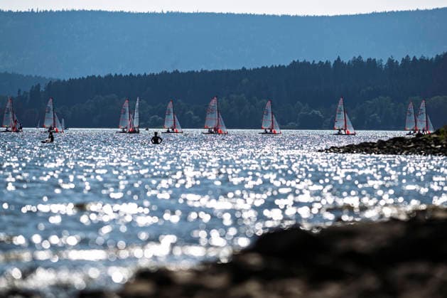 The 2026 29er European Championship, EM, Europameisterschaft continued with preliminary races on August 5, 2026, on Lipno Lake in Cerna v Posumavi, Czech Republic. (CTKxPhoto VaclavxPancer) CTKPhotoP2026080507985  CTKPhotoP2026080507985