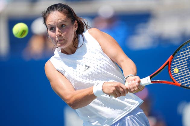 WTA, Tennis Damen Masters 1000 National Bank Open Toronto 2026 - Round of 64 - Day 5 Daria Kasatkina of Australia plays a backhand during the Women™s Singles round of 64 match against Elena Rybakina of Kazakhstan on day 5 of the WTA Masters 1000 National Bank Open at Sobeys Stadium on August 5, 2026, in Toronto, Canada. (Photo by Leonardo Ramirez Eyepix Group) Copyright: xLeonardoxRamirezx xEyepixxGroupx LR_04082026_08400
