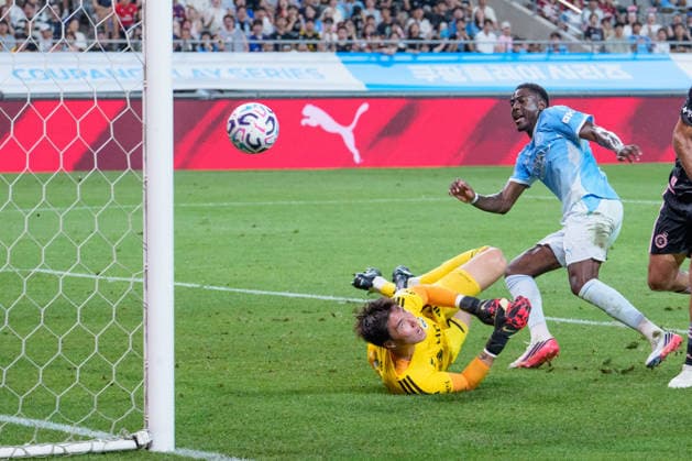 2026 2026 Coupang Play Series football match ( Team K League vs Manchester City FC - 2026 08 05 ) SEOUL, SOUTH KOREA, AUGUST 05: Divin Mubama of Manchester City scores his team s goal during the 2026 Coupang Play Series football match between Team K League and Manchester City FC at the Seoul World Cup Stadium in Seoul, South Korea, on August 05, 2026. Seoul Seoul World Cup Stadium South Korea 8284_287561 Copyright: xStevexChoxKyewoong PentaxPressx