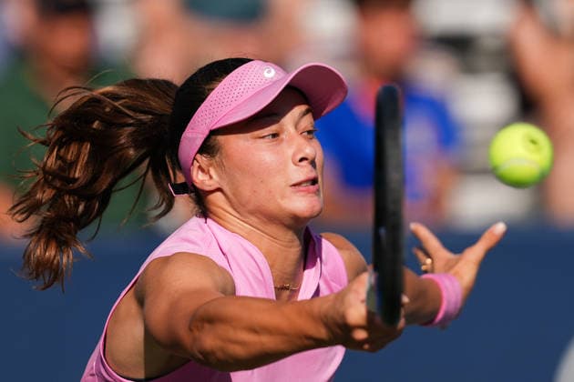 National Bank Open 2026 - Day 5 TORONTO, CANADA - AUGUST 5 : Zeynep Sonmez of Turkiye in action against Maria Sakkari of Greece in the round of 64 during the WTA, Tennis Damen 1000 National Bank Open in Toronto, Ontario, Canada on August 5, 2026. Mert Alper Dervis Anadolu Ontario Canada. Editorial use only. Please get in touch for any other usage.  Copyright: x2026xAnadoluxMertxAlperxDervisx
