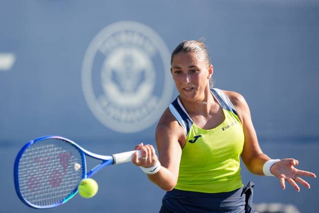 WTA, Tennis Damen Masters 1000 National Bank Open Toronto 2026 - Round of 64 - Day 5 Panna Udvardy of Hungary plays a forehand during the Women™s Singles round of 64 match against Naomi Osaka of Japan on day 5 of the WTA Masters 1000 National Bank Open at Sobeys Stadium on August 5, 2026, in Toronto, Canada. (Photo by Leonardo Ramirez Eyepix Group) Copyright: xLeonardoxRamirezx xEyepixxGroupx LR_04082026_08568