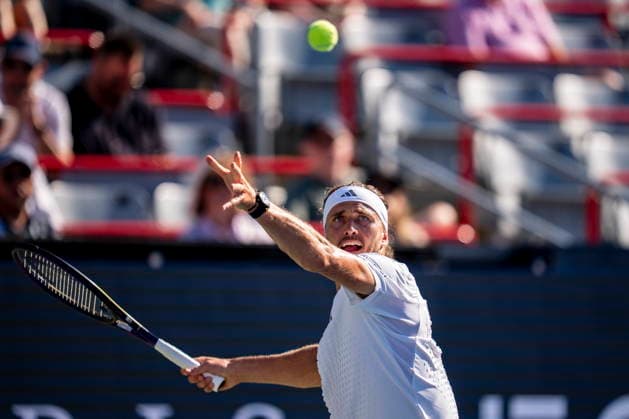 August 5, 2026, Montreal, Pq, Canada: Alexander Zverev of GermanyÃ‚ returns the ball from Tallon Griekspoor of Netherlands on day four of the National Bank Open tennis tournament in Montreal on Wednesday, August 5, 2026. Canada News - August 5, 2026  - ZUMAc35_ 20260805_zaf_c35_131 Copyright: xChristopherxKatsarovx