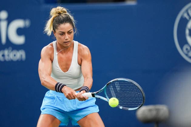 WTA, Tennis Damen Masters 1000 National Bank Open Toronto 2026 - Round of 64 - Day 5 Renata Zarazua of Mexico plays a backhand during the Women™s Singles round of 64 match against Leylah Fernandez of Canada on day 5 of the WTA Masters 1000 National Bank Open at Sobeys Stadium on August 5, 2026, in Toronto, Canada. (Photo by Leonardo Ramirez Eyepix Group) Copyright: xLeonardoxRamirezx xEyepixxGroupx LR_04082026_08650