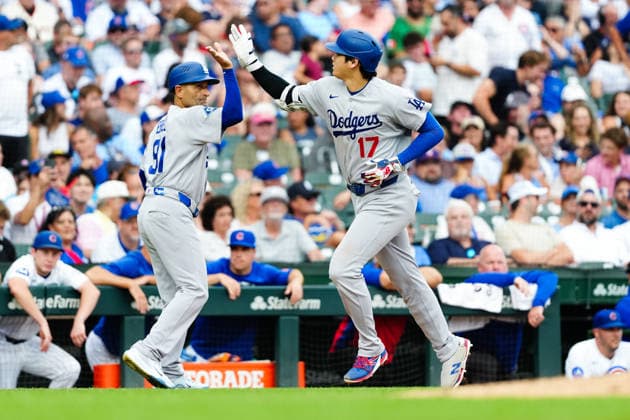 Shohei Ohtani ,(Dodgers) Shohei Ohtani of the Los Angeles Dodgers hits his 26th home run of the season during the MLB, Baseball Herren, USA regular season game against the Chicago Cubs at Wrigley Field in Chicago, Illinois, USA.  aflo_340193914 TakashixKurosawax