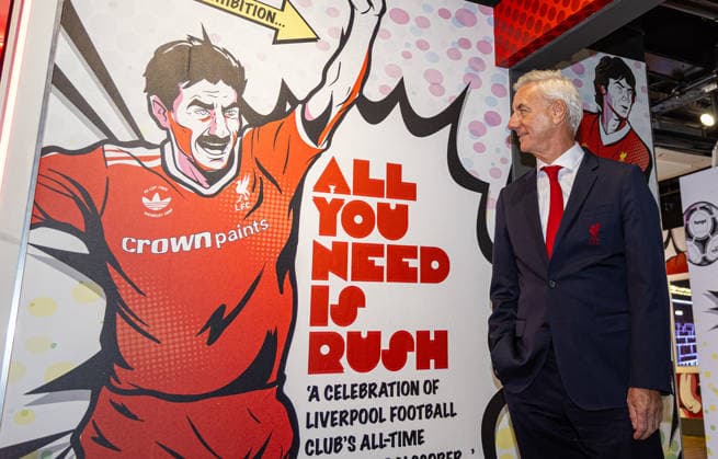 Football - Goal Rush Exhibition LIVERPOOL, ENGLAND - Wednesday, August 5, 2026: Ian Rush, Liverpool s all-time leading goal-scorer, attends the opening of All You Need Is Rush an exhibition of his career with Liverpool, Juventus and Wales at the Liverpool FC Museum at Anfield. (Photo by David Rawcliffe Propaganda) LIVERPOOL Anfield MERSEYSIDE ENGLAND  Copyright: xDavidxRawcliffex 2026-08-05-022-All_You_Need_Is_Rush