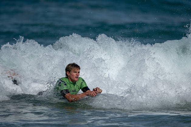 Surfing, Boardmasters 2026, World Surf League Lukas Skinner (Great Britain) exits the water after winning his semi-final during the Boardmasters 2026 surfing championships at Fistral Beach, Newquay, UK on 6 August 2026. Newquay Fistral Beach Hampshire UK Editorial use only , Copyright: xStevexBaileyx PSI-24643-0090