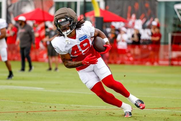 August 6, 2026, Tampa, Florida, USA: Tampa Bay Buccaneers wide receiver Kadarius Calloway (49) catches a pass during training camp at the AdventHealth Training Center in Tampa on Thursday, Aug. 6, 2026. Tampa USA - ZUMAs70_ 0863477161st Copyright: xJeffereexWoox