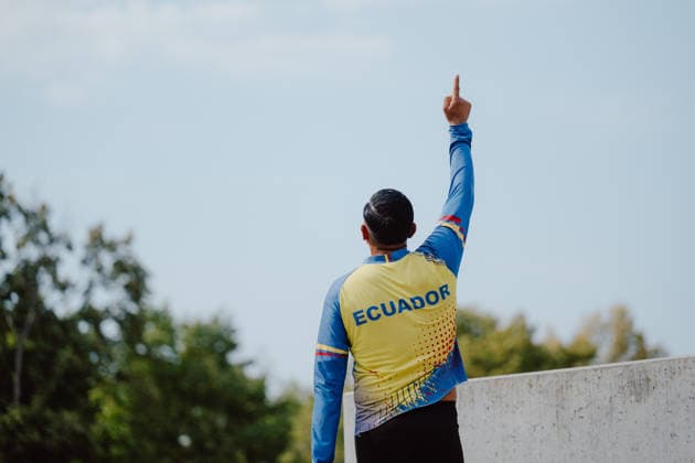 VARIOUS SPORTS - World Championship, WM, Weltmeisterschaft 2026 WIENER NEUSTADT,AUSTRIA,06.AUG.26 - VARIOUS SPORTS - CISM World Championship 2026, military pentathlon. Image shows the rejoicing of William Lisandro Altamirano Arcos (ECU).  GEPAxpictures xAlexanderxSolc