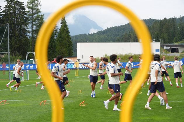06.08.2026, Stadion Seefeld, Seefeld, Trainingslager TSG Hoffenheim in Seefeld 2026 , Die Hoffenheimer Mannschaft trainiert in Seefeld. (Photo by Hasan Bratic DeFodi Images) - *** August 6, 2026, Seefeld Stadium, Seefeld, TSG Hoffenheim Training Camp in Seefeld 2026, The Hoffenheim team trains in Seefeld. Photo by Hasan Bratic, DeFodi Images