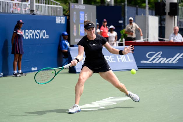 August 6, 2026, Toronto, Ontario, Canada: TALIA GIBSON of Australia returns the ball during her third-round match against Ekaterina Alexandrova at the National Bank Open, part of the Hologic WTA, Tennis Damen Tour, at Sobeys Stadium. Toronto Canada - ZUMAr228 20260806_znp_r228_017 Copyright: xVasiliyxRyabykhx