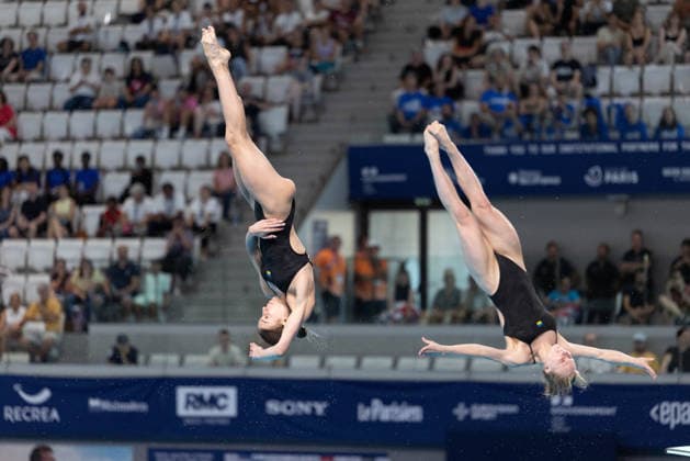 Women 3m Springboard synchronized Final European Aquatics Championships - Saint-Denis Ukraine s diver Kseniia Bochek and Ukraine s diver Diana Karnafel compete in the women s 3m springboard synchronized diving final event during the LEN European Aquatics Championships, at the Olympic Aquatics Centre in Saint-Denis, northeastern suburbs of Paris on August 6, 2026. Photo by Raphael Lafargue ABACAPRESS.COM Saint-Denis France  Copyright: xLafarguexRaphael ABACAx