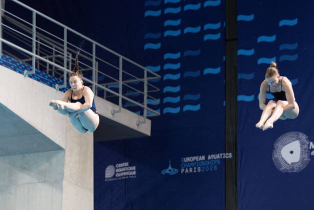 Women 3m Springboard synchronized Final European Aquatics Championships - Saint-Denis Germany s diver Lena Corona Hentschel and Germany s diver Jette Muller compete in the women s 3m springboard syncro diving final event during the LEN European Aquatics Championships, at the Olympic Aquatics Centre in Saint-Denis, northeastern suburbs of Paris on August 6, 2026. Photo by Raphael Lafargue ABACAPRESS.COM Saint-Denis France  Copyright: xLafarguexRaphael ABACAx