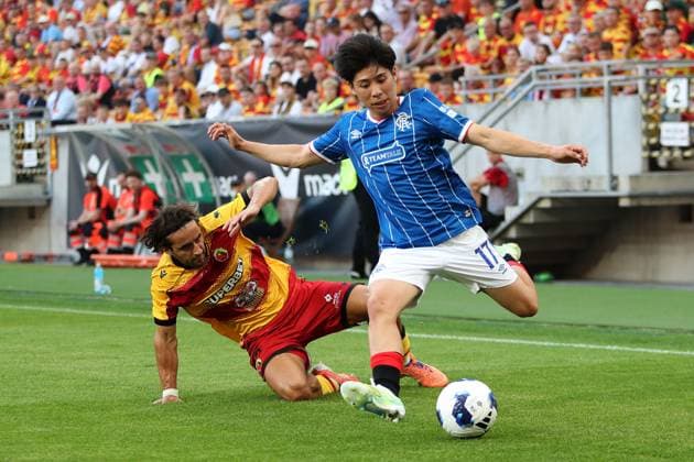 Daisuke Yokota of Rangers during the UEFA Europa League third qualifying round first leg match at Chorten Arena, Bialystok. Jagiellonia Bialystok v Rangers - UEFA Europa League 3rd Round Qualifying - Chorten Arena, Lanarkshire, Poland - 06 Aug 2026Bialystok Chorten Arena Lanarkshire Poland EDITORIAL USE ONLY  Copyright: xRangersxFC Shutterstockx 17051216ce