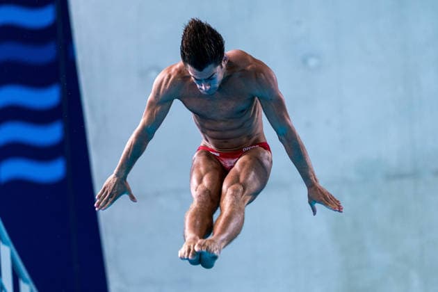Sport Bilder des Tages SWIMMING - EAC 2026 PARIS,FRANCE,06.AUG.26 - SWIMMING - European Aquatics Championships Paris 2026, diving, 10m platform, men. Image shows Dariush Lotfi (AUT).  GEPAxpictures xPhilippxBrem