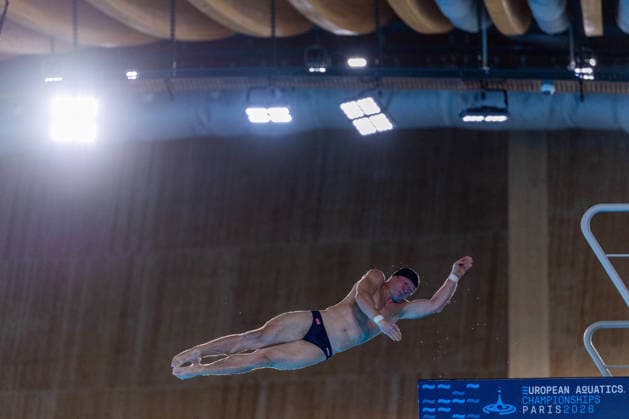 SWIMMING - EAC 2026 PARIS,FRANCE,06.AUG.26 - SWIMMING - European Aquatics Championships Paris 2026, diving, 10m platform, men. Image shows Anton Knoll (AUT).  GEPAxpictures xPhilippxBrem