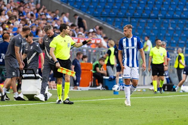 Poznan 06.08.2026. Football UEFA Europa League match between Lech Poznan and Klaksvik in Poznan, Poland --- Mecz pilka nozna UEFA Europa League pomiedzy Lechem Poznan a Klaksvik w Poznaniu Persons Shown : Michal Gurgul Fot. Tomasz Kluczynski Arena Akcji NEWSPIX.PL --- newspix.pl 