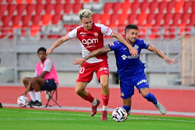 FOOTBALL : AS Monaco VS Getafe CF - 06 08 2026 Aleksandr Golovin (ASM) Kiko Femenia (Getafe CF) - Pre-season friendly between AS Monaco and Getafe CF on August 6, 2026 at the Louis II Stadium in Monaco. MonacoMonaco  Copyright: xWilliamxCannarellax