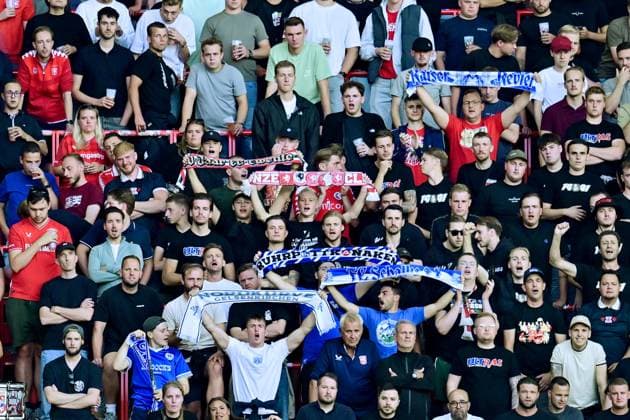 ENSCHEDE , 06Ã08-2026 , Stadium Grolsch Veste , season 2026 2027 , UEFA Europa League play-off football , match between FC Twente and FC DAC 1904 , picture shows shalke 04 fans in the grolshveste Twente - DAC 1904  x205489686x Copyright: